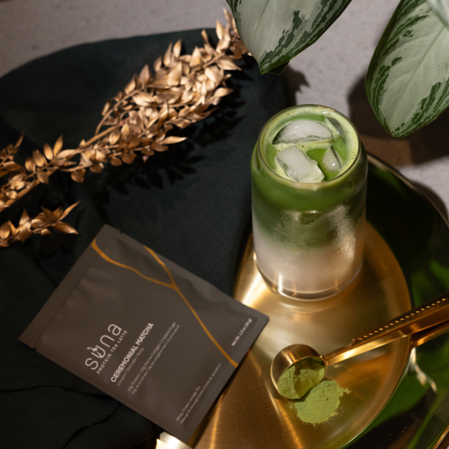 Suna 16-pack assorted protein tea latte sachets with matcha, hojicha, earl grey, and royal milk tea