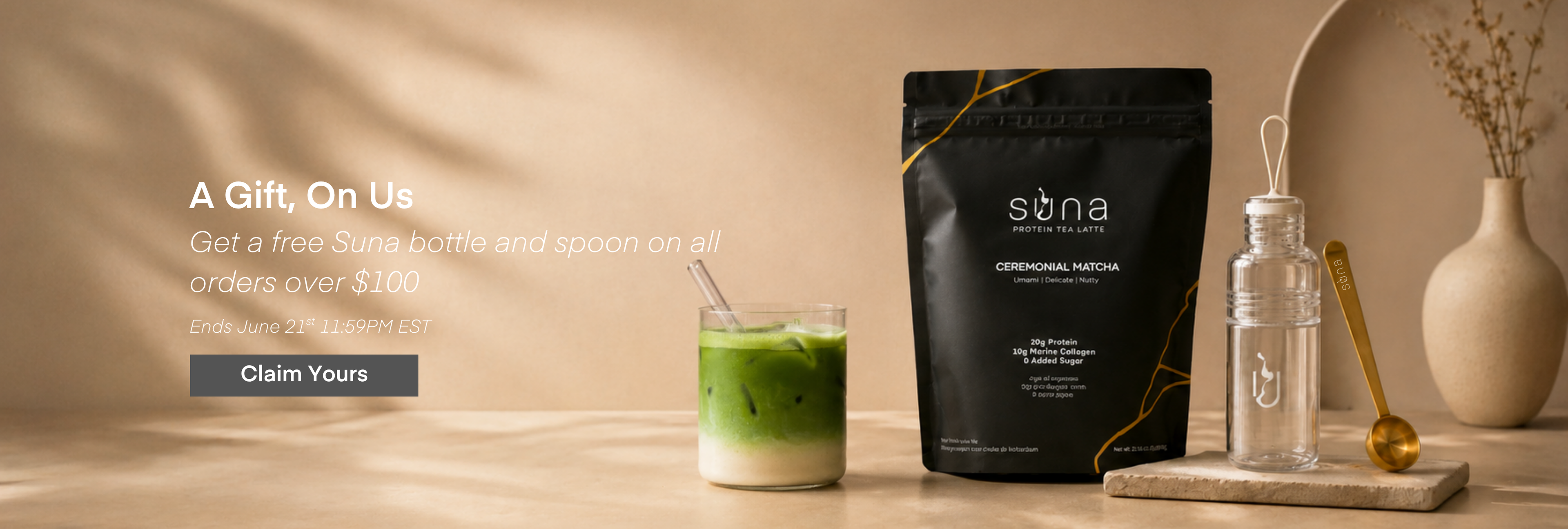 Suna Protein Latte boosted with Collagen. Whey Protein Isolate Drink. Canadian made.
