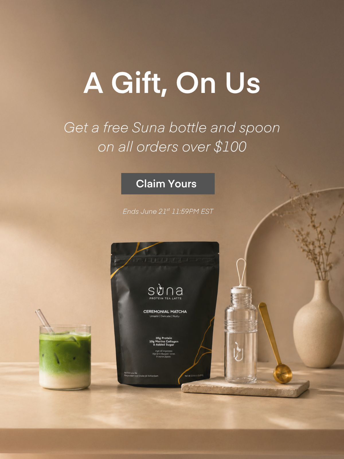 Suna Protein Latte boosted with Collagen. Whey Protein Isolate Drink. Canadian made