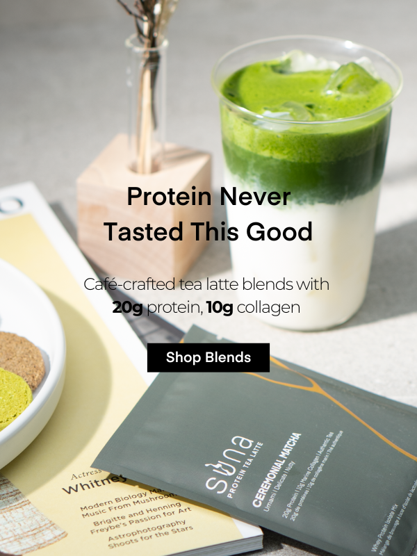 Matcha Protein Tea Latte by Suna Wellness. Boosted with Marine Collagen