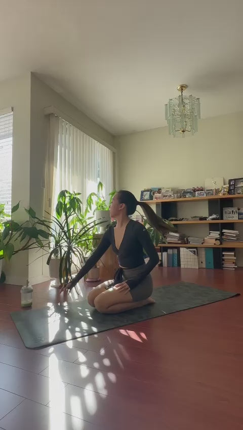 Dance instructor enjoying a refreshing Suna Matcha Protein Tea Latte after a workout.